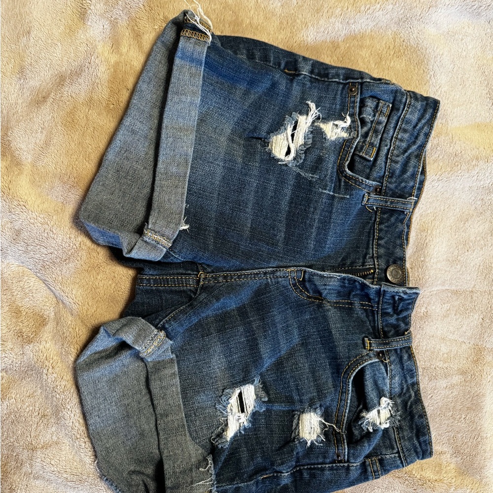 Distressed Blue Denim Shorts